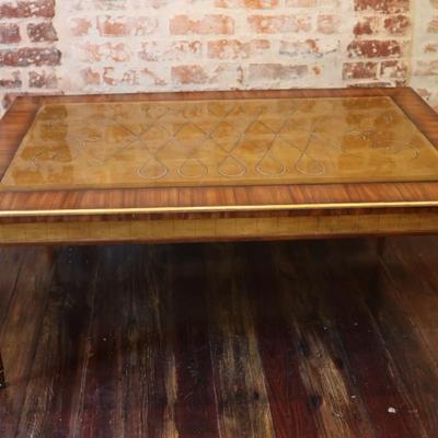 Maitland-Smith Cocktail Table w/ Painted Glass & Gold Gilding (See Description)