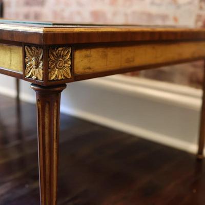 Maitland-Smith Cocktail Table w/ Painted Glass & Gold Gilding (See Description)