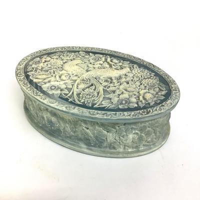 444 Vintage Genuine Incolay Stone Jewelry Box
