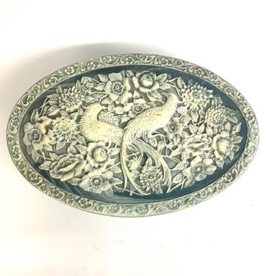 444 Vintage Genuine Incolay Stone Jewelry Box