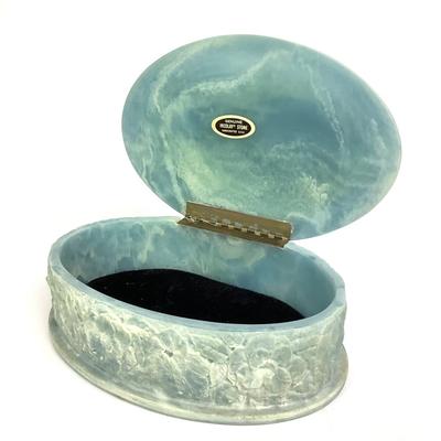 444 Vintage Genuine Incolay Stone Jewelry Box