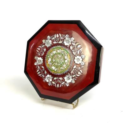 445 Inlaid Abalone Enamel Red Lacquered Trinket Box