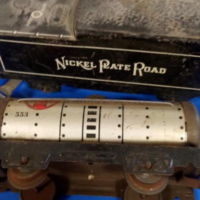 LOT 158 SEVEN OLD TIN TRAIN CARS