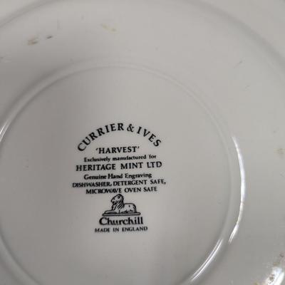 Fair Winds Alfred Meakin Staffordshire England Plate & Currier & Ives "Harvest" Churchill Plate