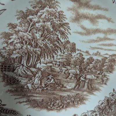 Fair Winds Alfred Meakin Staffordshire England Plate & Currier & Ives "Harvest" Churchill Plate