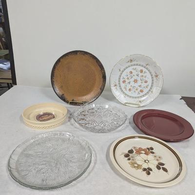 Assortment Of Stoneware China & Crystal Plates