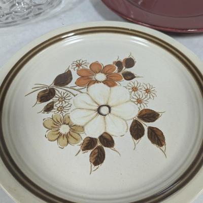 Assortment Of Stoneware China & Crystal Plates