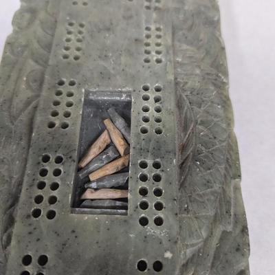 Vintage Jade Cribbage Board