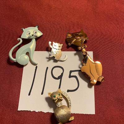 Vintage Cat Brooch Lot
