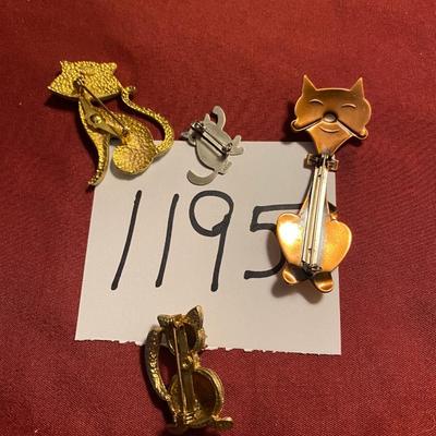 Vintage Cat Brooch Lot