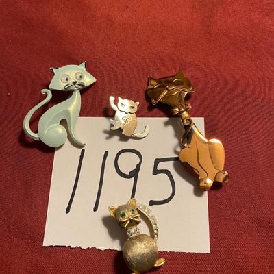 Vintage Cat Brooch Lot