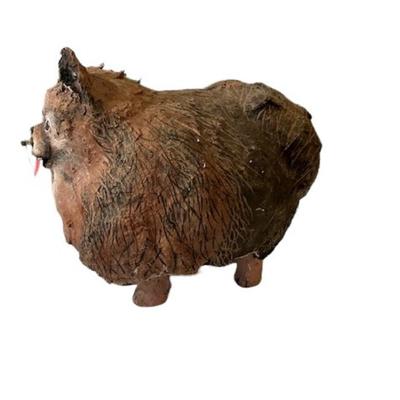 Vintage Signed Papier Mache Animal Clock