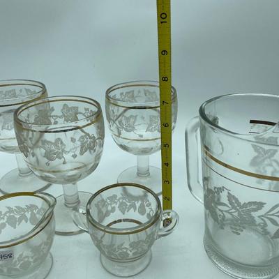 Frosted grape pitcher and glasses