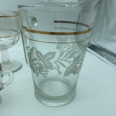 Frosted grape pitcher and glasses
