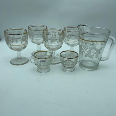 Frosted grape pitcher and glasses