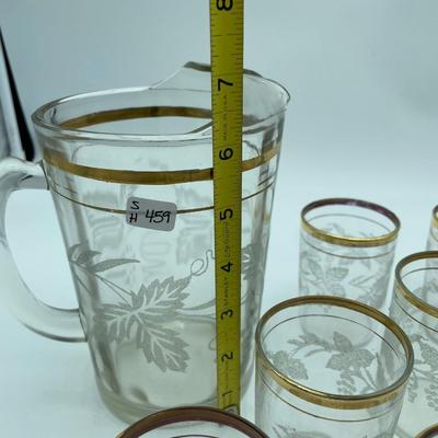 Frosted grape pitcher and cups