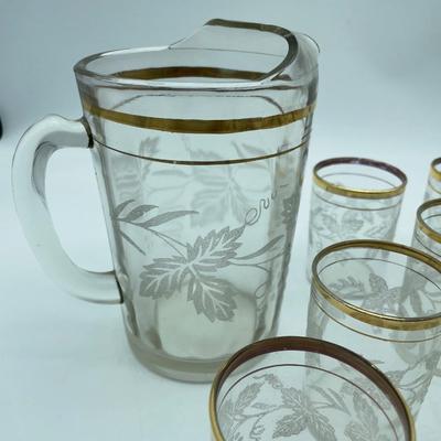 Frosted grape pitcher and cups