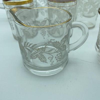 Frosted grape pitcher and cups
