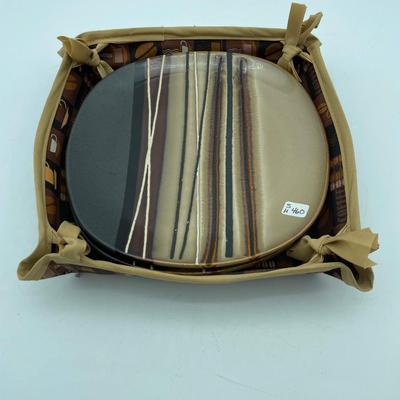 2 plates and a basket