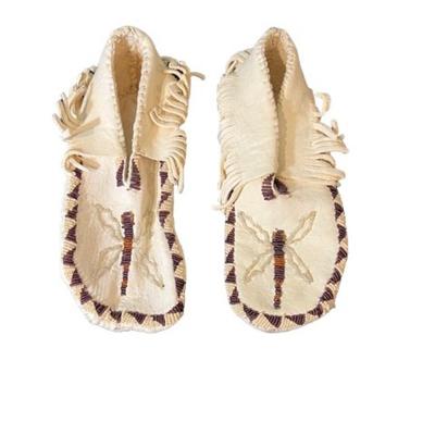 Vintage Handmade Beaded Leather Moccasins