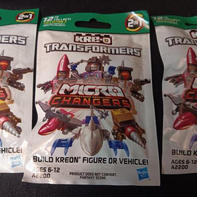3 SEALED PACKAGES OF KRE-O TRANSFORMERS MICRO CHANGERS