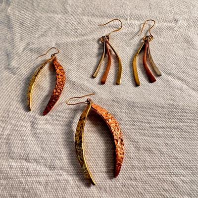 Hammered Copper and More Earrings for Pierced Ears (K-DZ)
