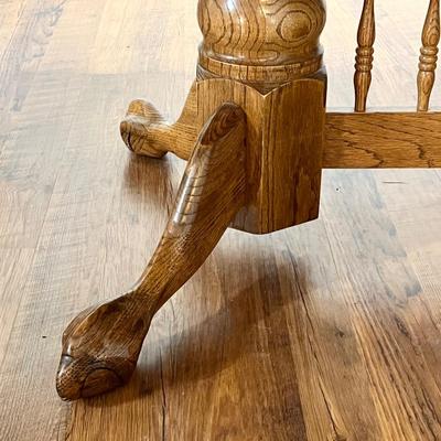 Solid Oak Claw Foot Adjustable Trestle Table & Eight Chairs