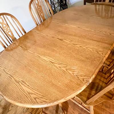 Solid Oak Claw Foot Adjustable Trestle Table & Eight Chairs