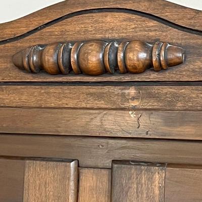 Vtg. Solid Wood Chifforobe On Casters