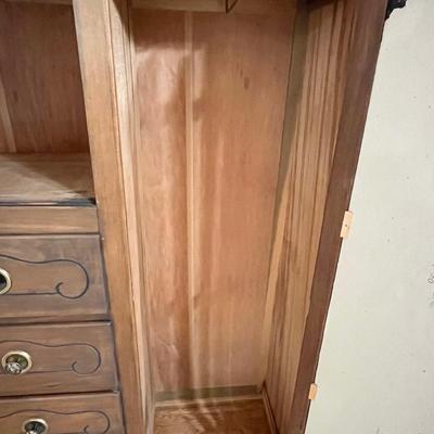 Vtg. Solid Wood Chifforobe On Casters