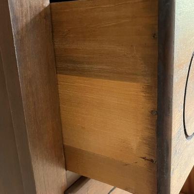Vtg. Solid Wood Chifforobe On Casters