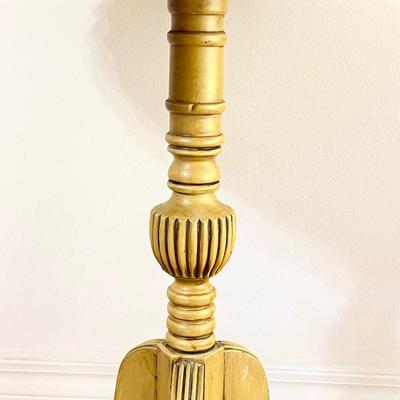 24” Solid Wood Scalloped Round Accent Table With Metal Clawfoot