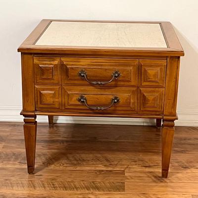 Solid Wood Marble Top Chest Of Drawers & Nightstand