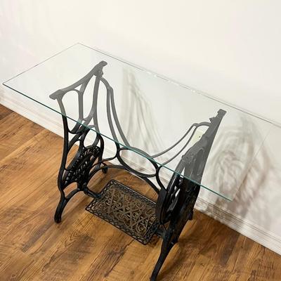 MONTGOMERY WARD ~ Sewing Machine Base With Custom Glass Top