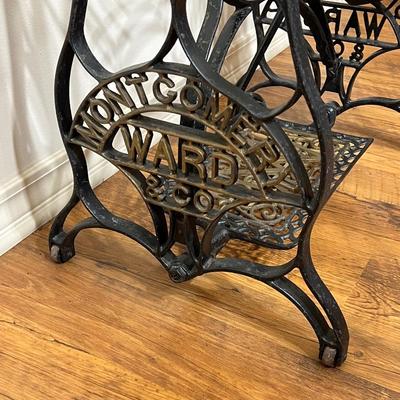 MONTGOMERY WARD ~ Sewing Machine Base With Custom Glass Top