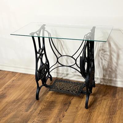 MONTGOMERY WARD ~ Sewing Machine Base With Custom Glass Top