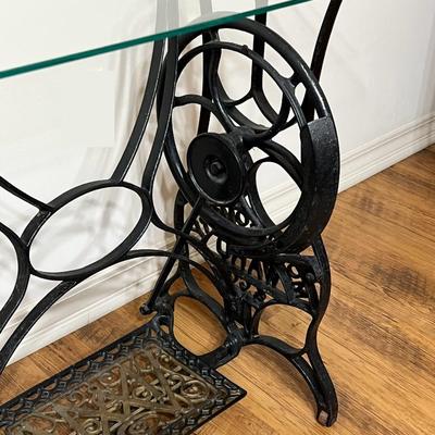 MONTGOMERY WARD ~ Sewing Machine Base With Custom Glass Top