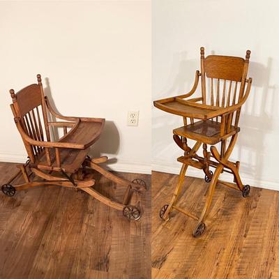 Vtg Oak Cane Seat High Chair ~ *Read Details