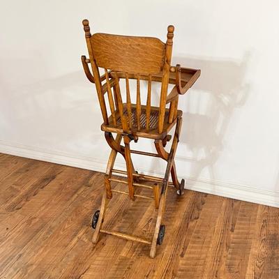 Vtg Oak Cane Seat High Chair ~ *Read Details