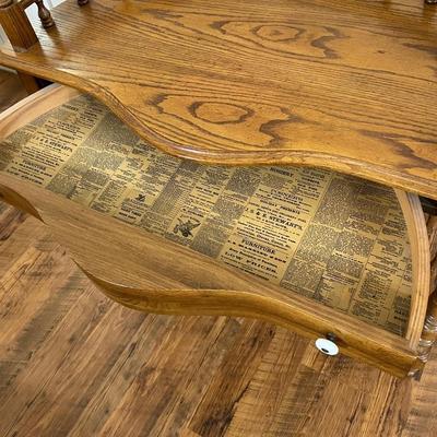 Solid Oak Spindel Console Writing Table / Desk