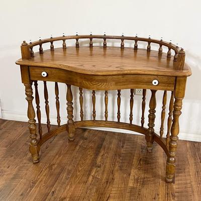 Solid Oak Spindel Console Writing Table / Desk