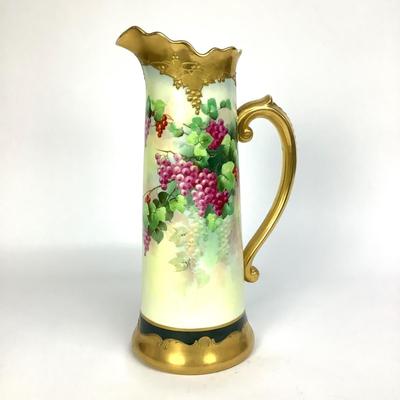 449 Antique Handpainted French Limoges Tall Pitcher