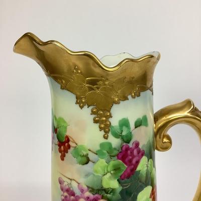 449 Antique Handpainted French Limoges Tall Pitcher