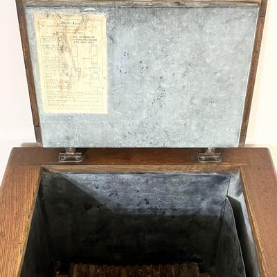 Vtg. Solid Wood Ice Box With Casters