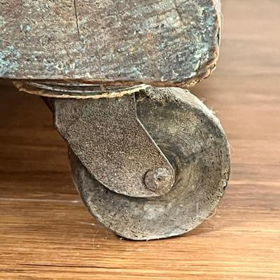 Vtg. Solid Wood Ice Box With Casters