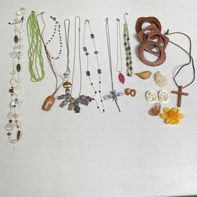 Sterling Charm Necklace, Wooden Bangles, & More Decorative Jewelry (K-DZ)