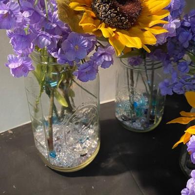 Canning Jars and Flowers Decor