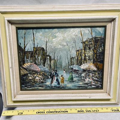 Velos Framed Oil Painting Cafe Street Scene Landscape Impressionism