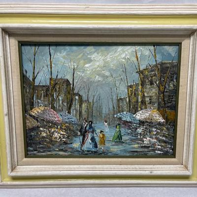 Velos Framed Oil Painting Cafe Street Scene Landscape Impressionism