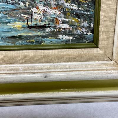 Velos Framed Oil Painting Cafe Street Scene Landscape Impressionism